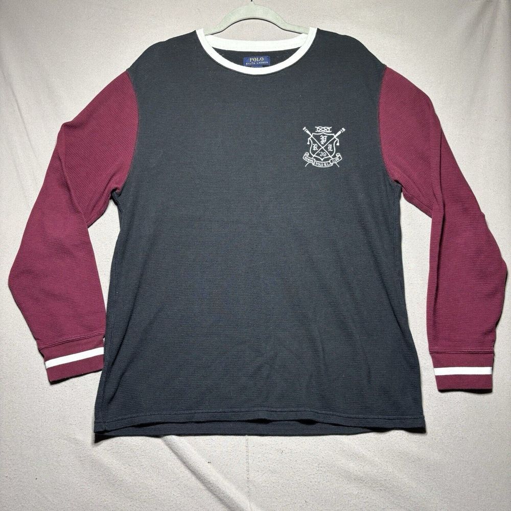 Polo Ralph Lauren Rowing Club Crest Waffle Knit Thermal Crew-Neck T-Shirt XL‎